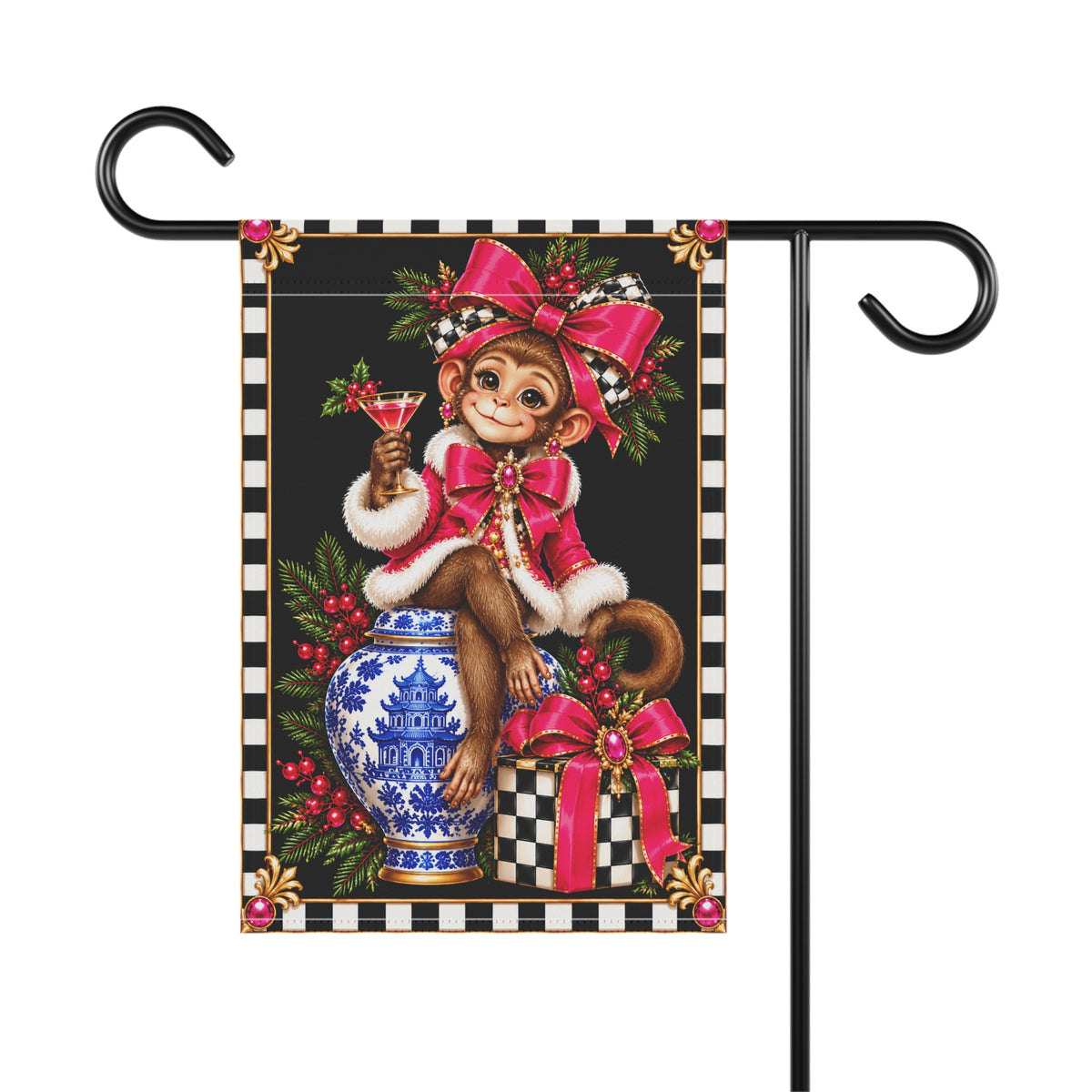 Garden Flag - chinoiserie monkey