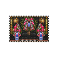 Outdoor Rug - black and white check pink bow blue chinoiserie