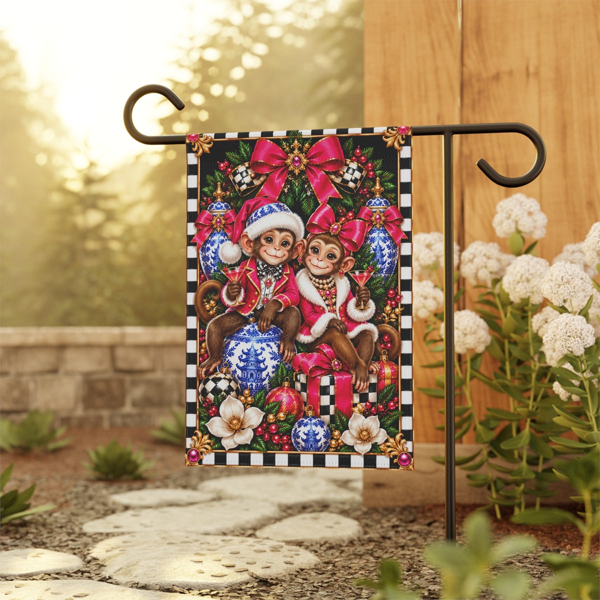 Garden Flag - chinoiserie monkey
