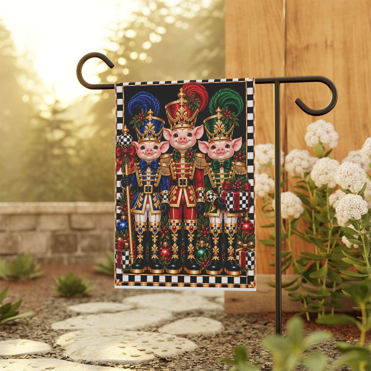 Garden Flag - Royal pig nutcrackers