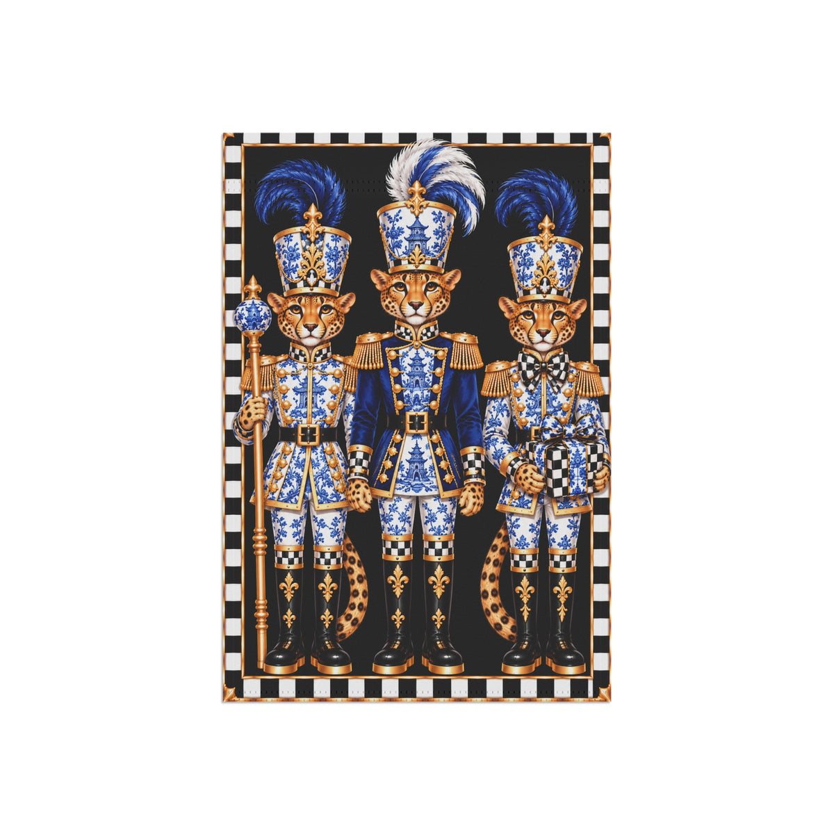 Garden Flag - chinoiserie cheetah nutcrackers