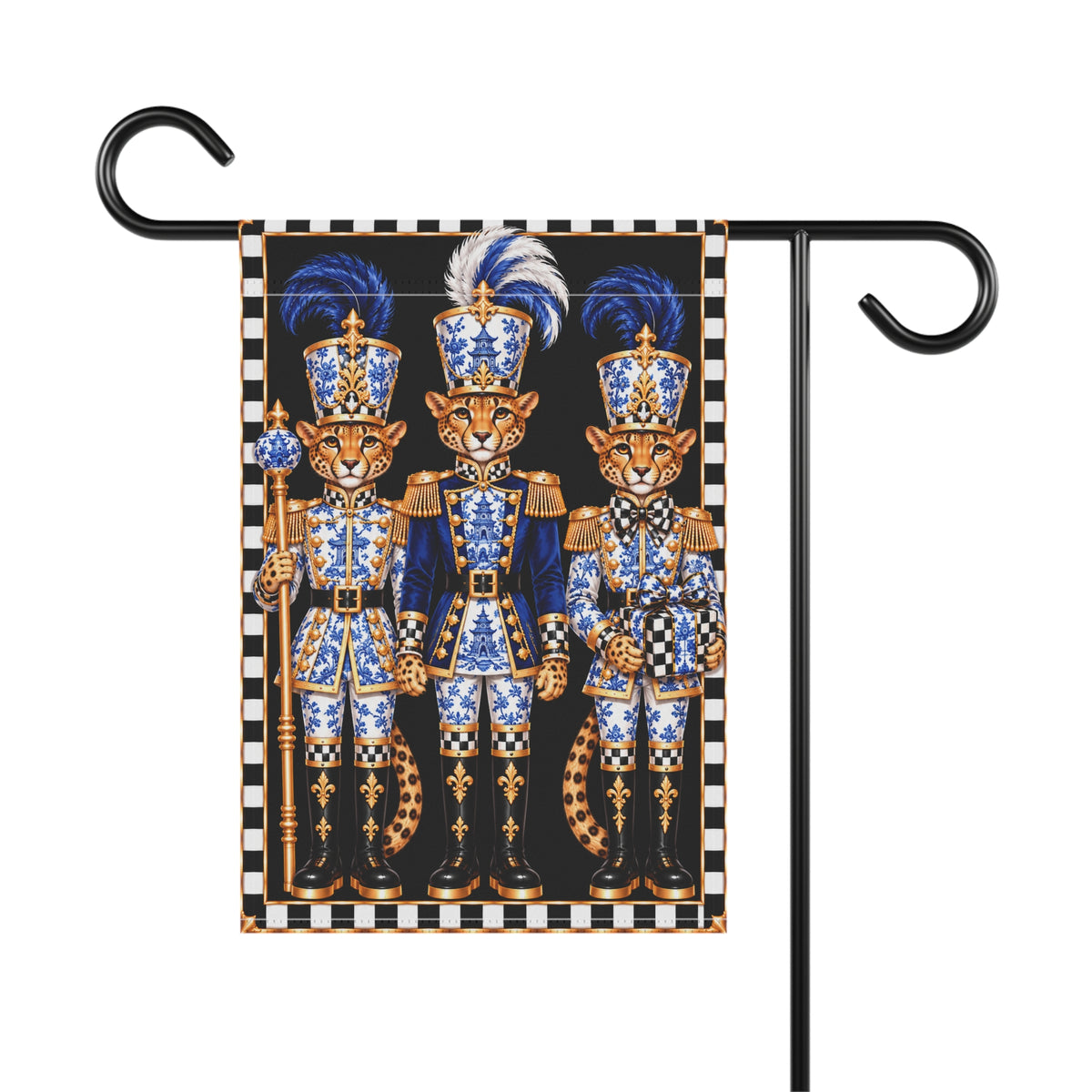 Garden Flag - chinoiserie cheetah nutcrackers