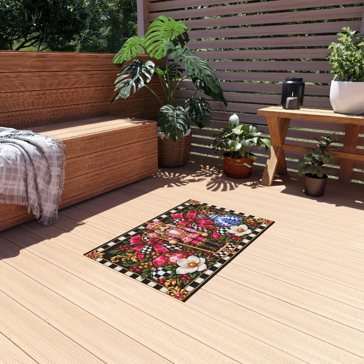 Outdoor Rug - chinoiserie nutcracker