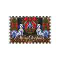 Outdoor Rug - blue chinoiserie staffordshire dog merry Christmas
