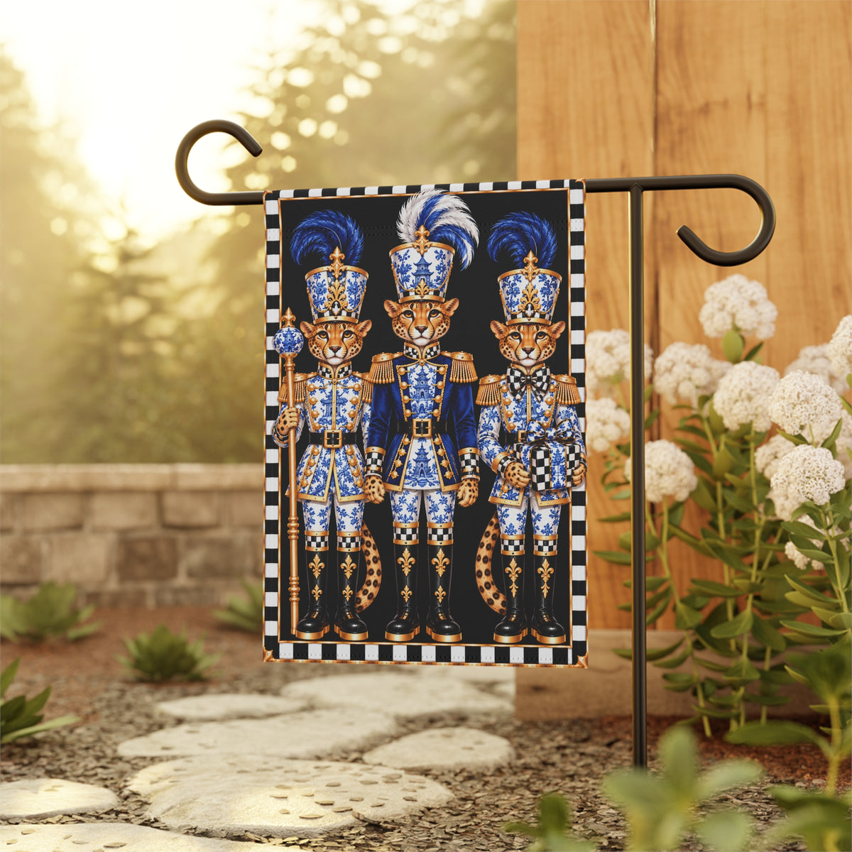 Garden Flag - chinoiserie cheetah nutcrackers