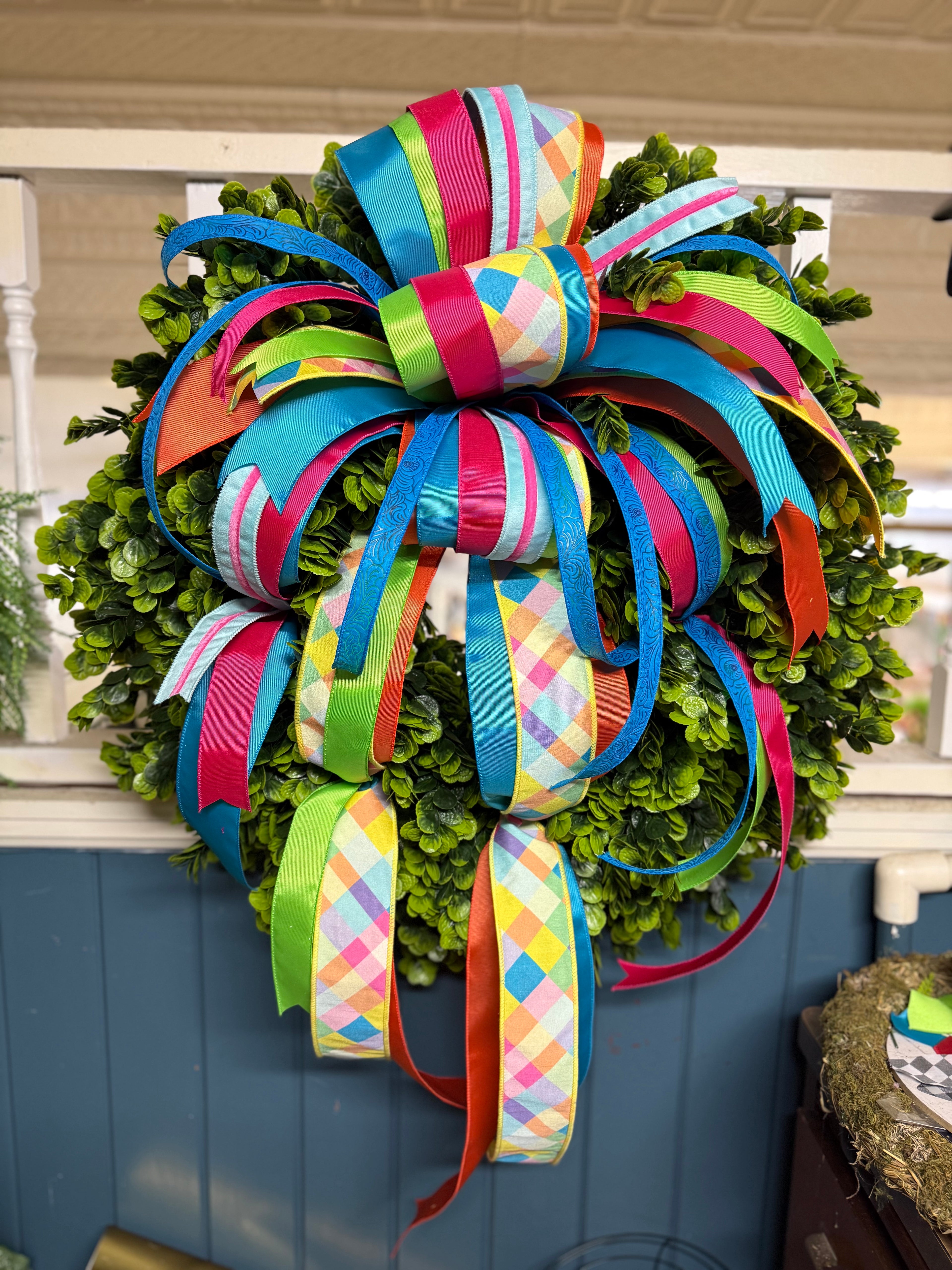Large Boxwood Wreath with Bow
