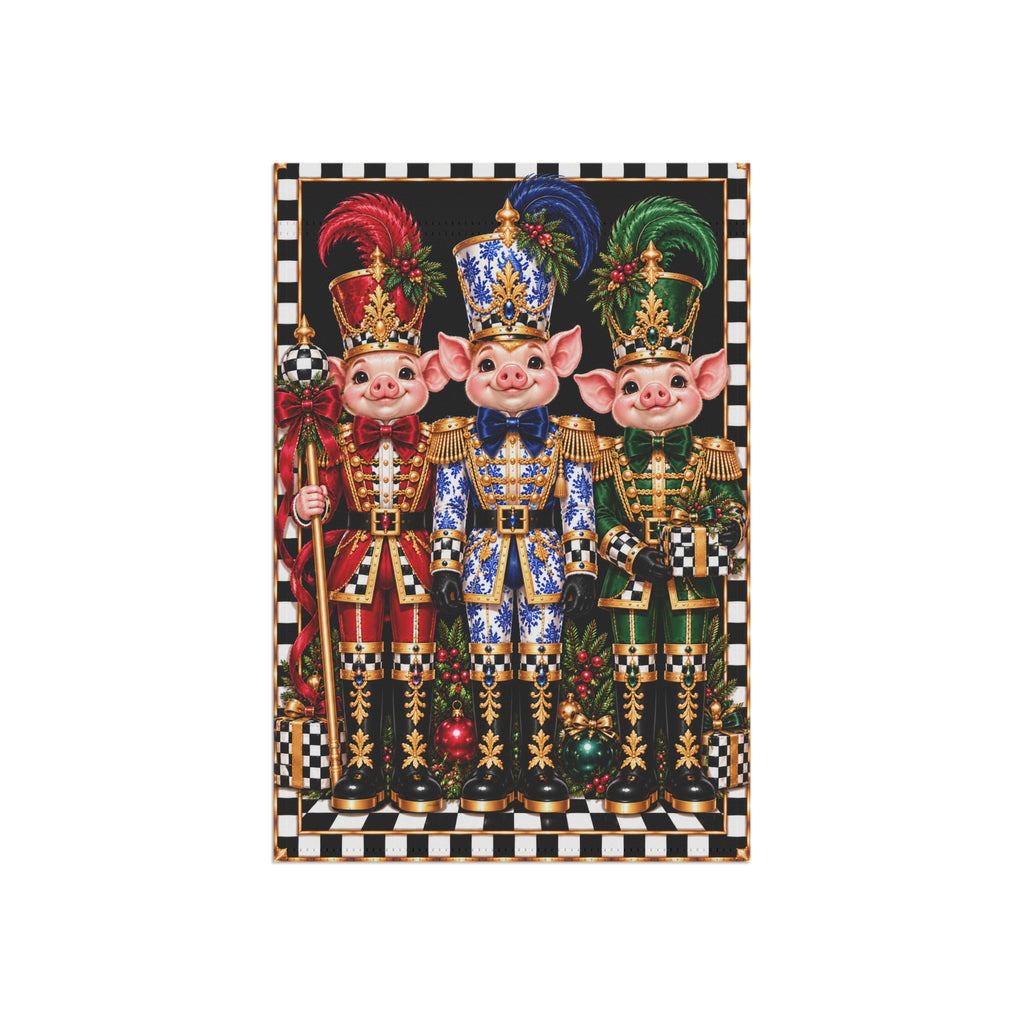 Garden Flag - chinoiserie pig nutcrackers