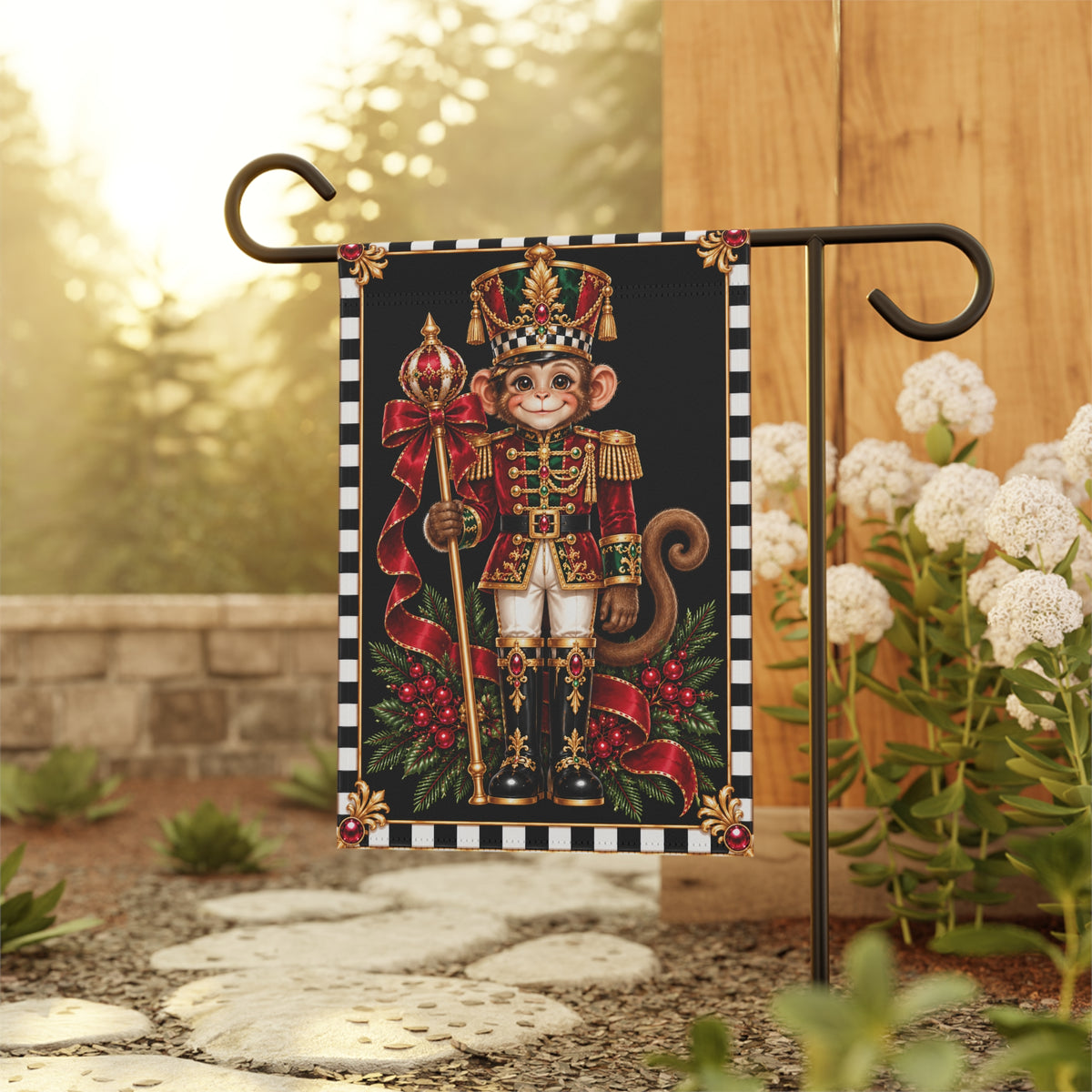 Garden Flag - nutcracker monkey
