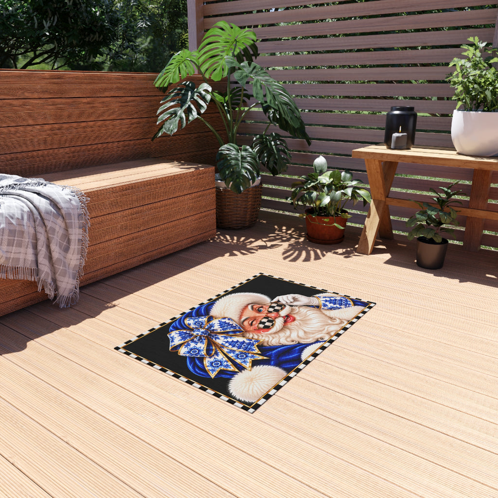 Outdoor Rug - blue chinoiserie Santa