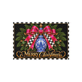 Outdoor Rug - black and white check pink bow blue chinoiserie merry Christmas