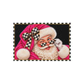 Outdoor Rug - black and white check pink Santa
