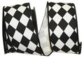 2.5" x 10 Yards DIAMOND CLASSIC WIRED EDGE RIBBON -BLACK/WHITE