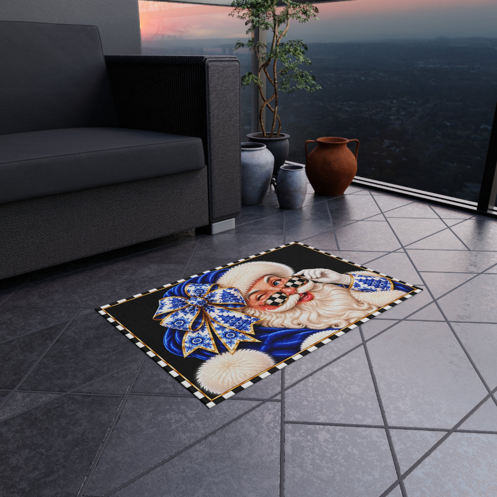 Outdoor Rug - blue chinoiserie Santa