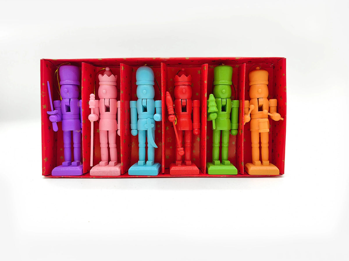 Rainbow Christmas Wooden Nutcracker Ornaments 5 in Set of 6 by Wizardi F07M6-18-0