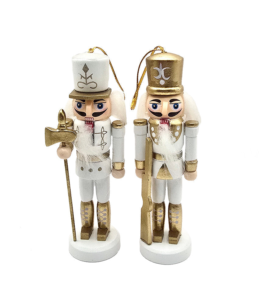 White and Gold Royal Christmas Wooden Nutcracker Ornaments 5 in Set of 4 by Wizardi F07AM9-35-N01820A-3