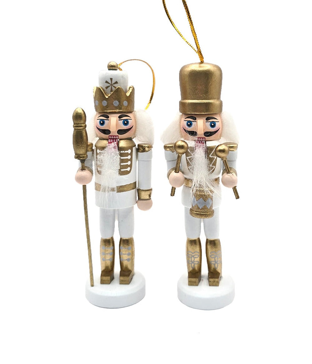 White and Gold Royal Christmas Wooden Nutcracker Ornaments 5 in Set of 4 by Wizardi F07AM9-35-N01820A-2