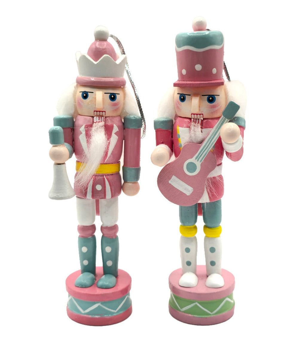 Pastel Band Christmas Wooden Nutcracker Ornaments 5 in Set of 4 by Wizardi F07AM9-35-N01820B-2