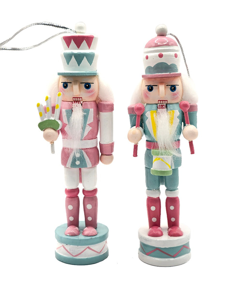 Pastel Band Christmas Wooden Nutcracker Ornaments 5 in Set of 4 by Wizardi F07AM9-35-N01820B-3