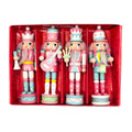 Pastel Band Christmas Wooden Nutcracker Ornaments 5 in Set of 4 by Wizardi F07AM9-35-N01820B-0