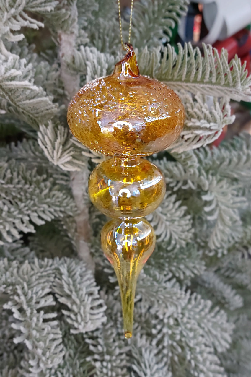 Golden Spire Christmas Glass Ornament Wizardi F07M10-6-0