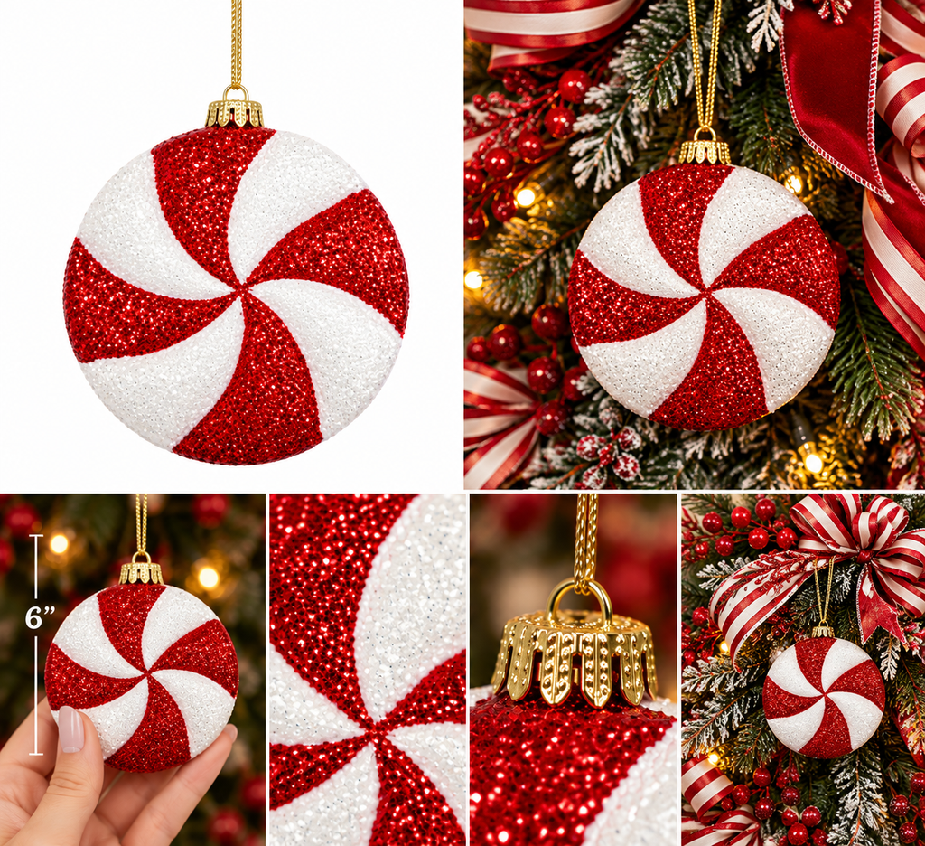 6" Glitter Candy Disc Ornament