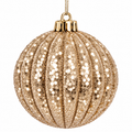 100mm Glitter Ribbed Ball Ornament 4"