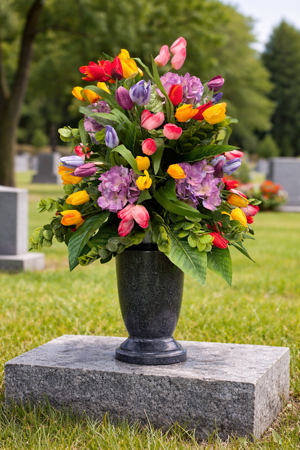 Tulip & Hydrangea Cemetery Cone (stick in) for Vase