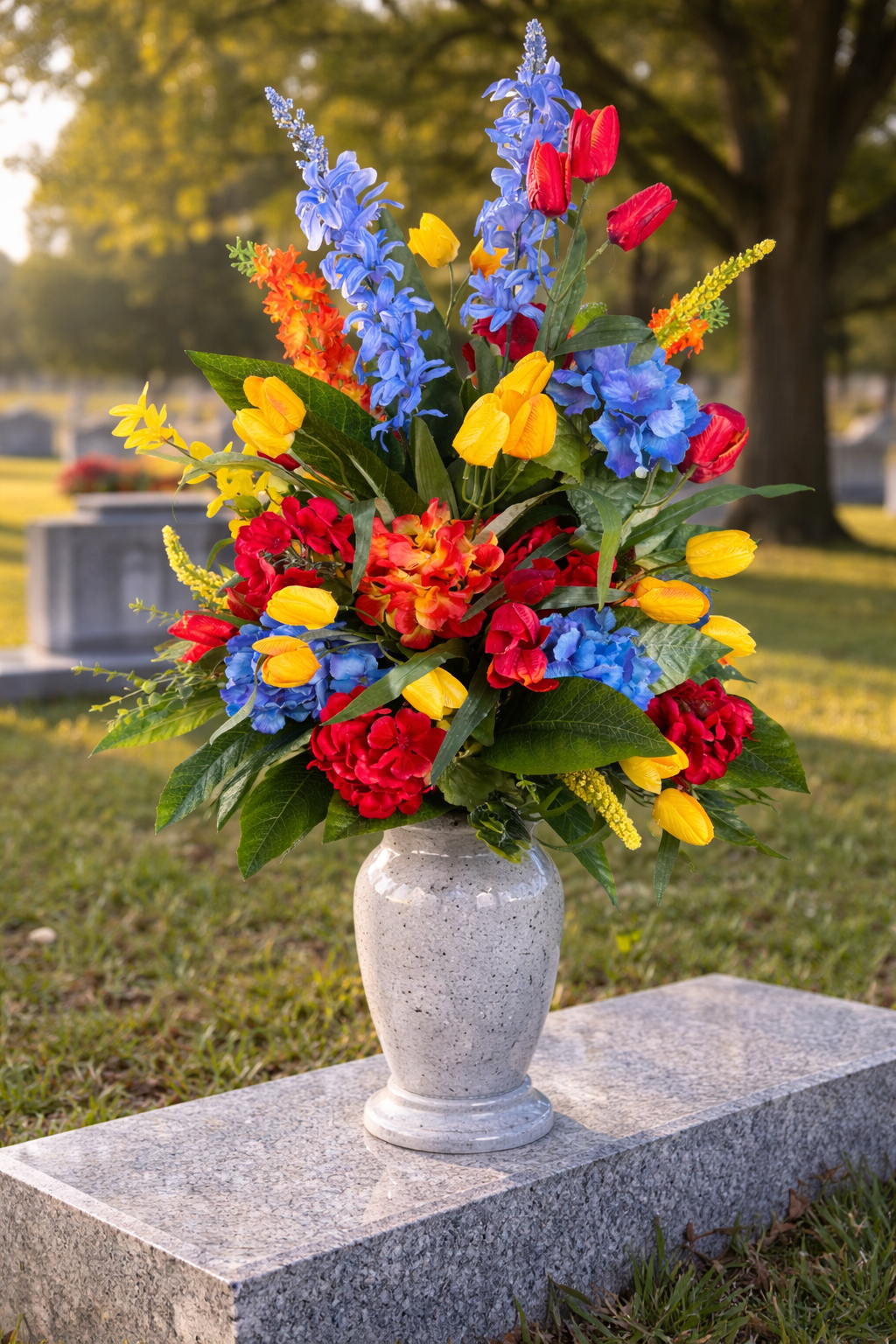 Blue Yellow Red & Orange Cemetery Cone (stick in) for Vase