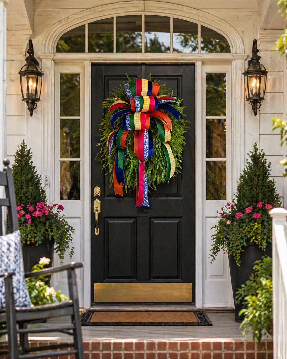 Oblong Bead Grass Wreath WITH BOW