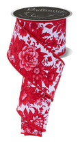 2.5"X10YD CHINOISERIE FLORALS WHITE/MULTI RED