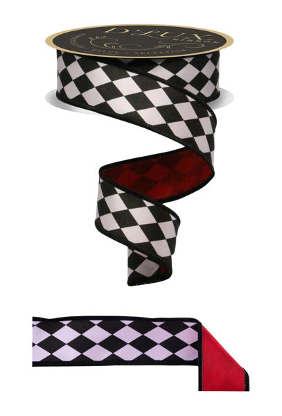 1.5"X10YD HARLEQUIN/FUSED WHITE/BLACK/RED