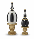 Set of 2 Royal Gold Black & White Easter Egg Finials