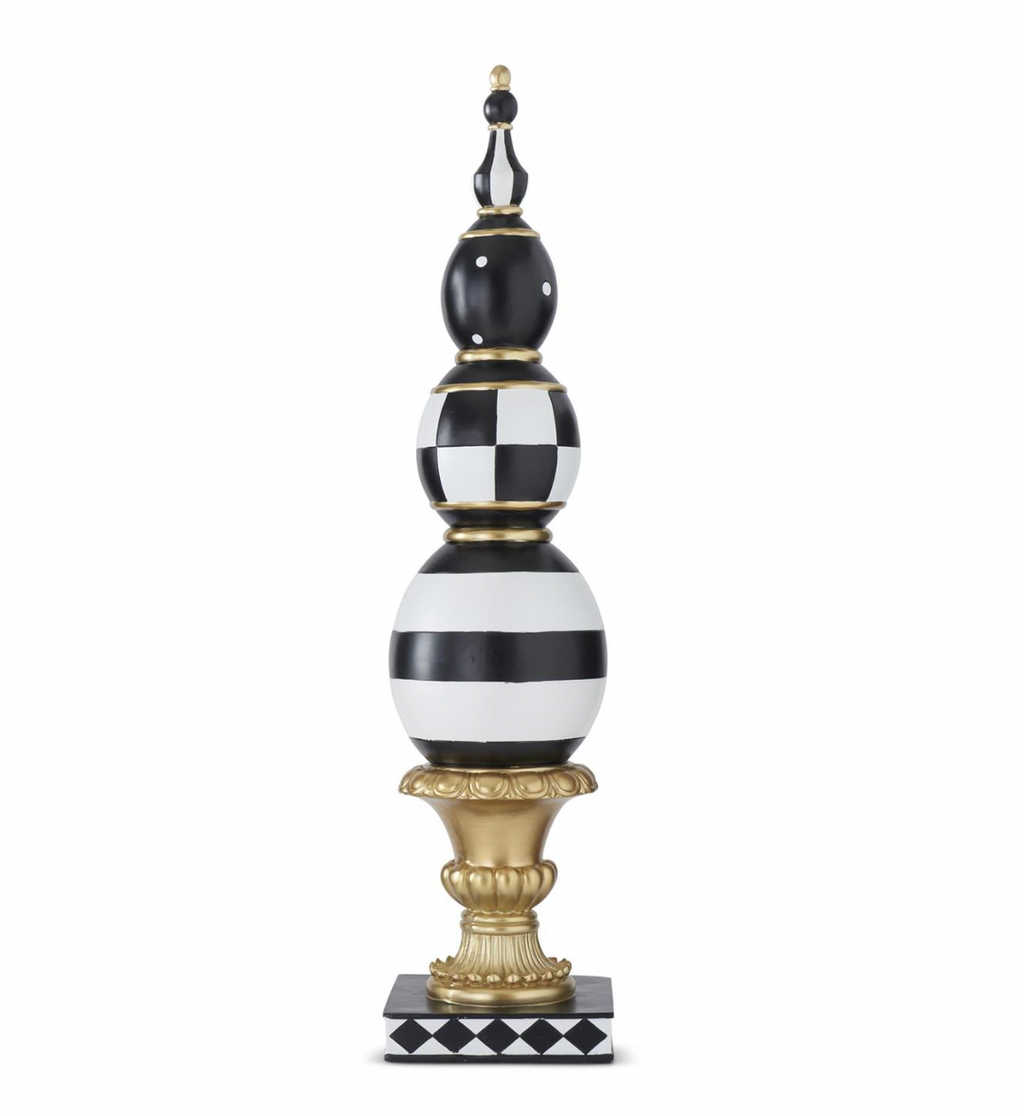 40" Resin Royal Gold Black & White Easter Egg Finial