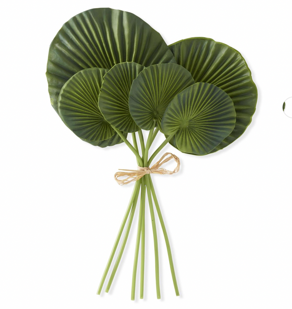 16" Real Touch Heart Shape Fan Palm Bundle (6 Stems)