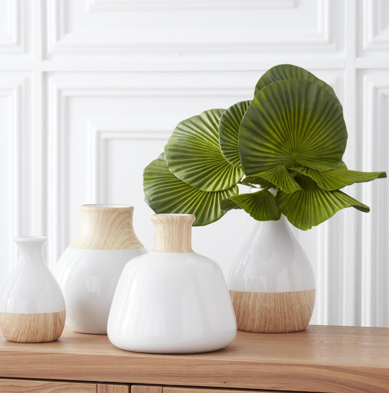 16" Real Touch Heart Shape Fan Palm Bundle (6 Stems)
