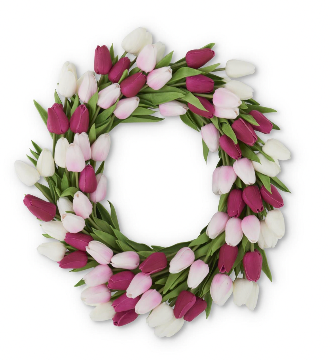 22" Fuchsia Pink & White Real Touch Mini Tulip Wreath