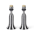 10" Black Stripe Candlesticks - SET OF 2