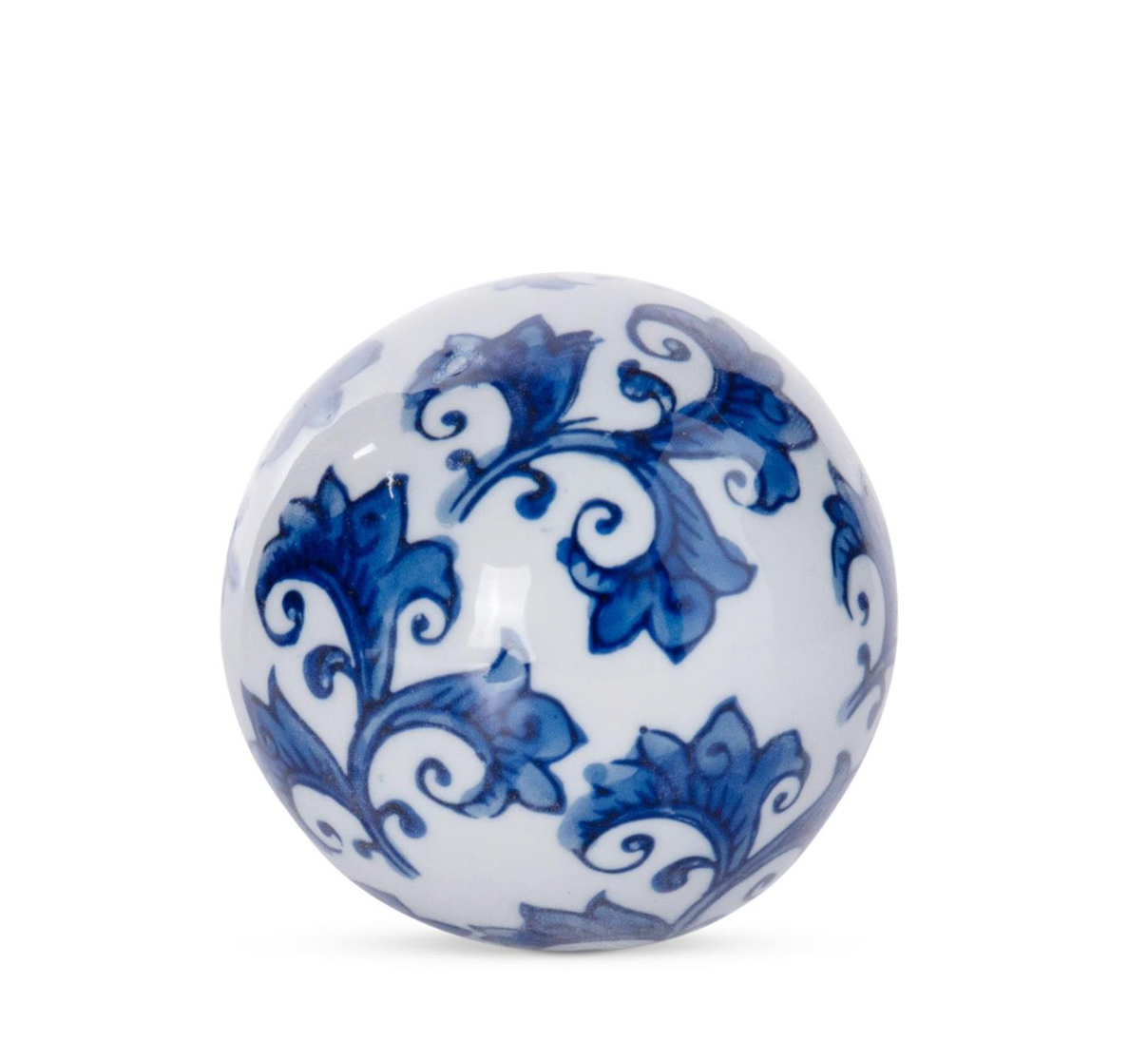 3" Blue & White Ceramic Chinoiserie Ball