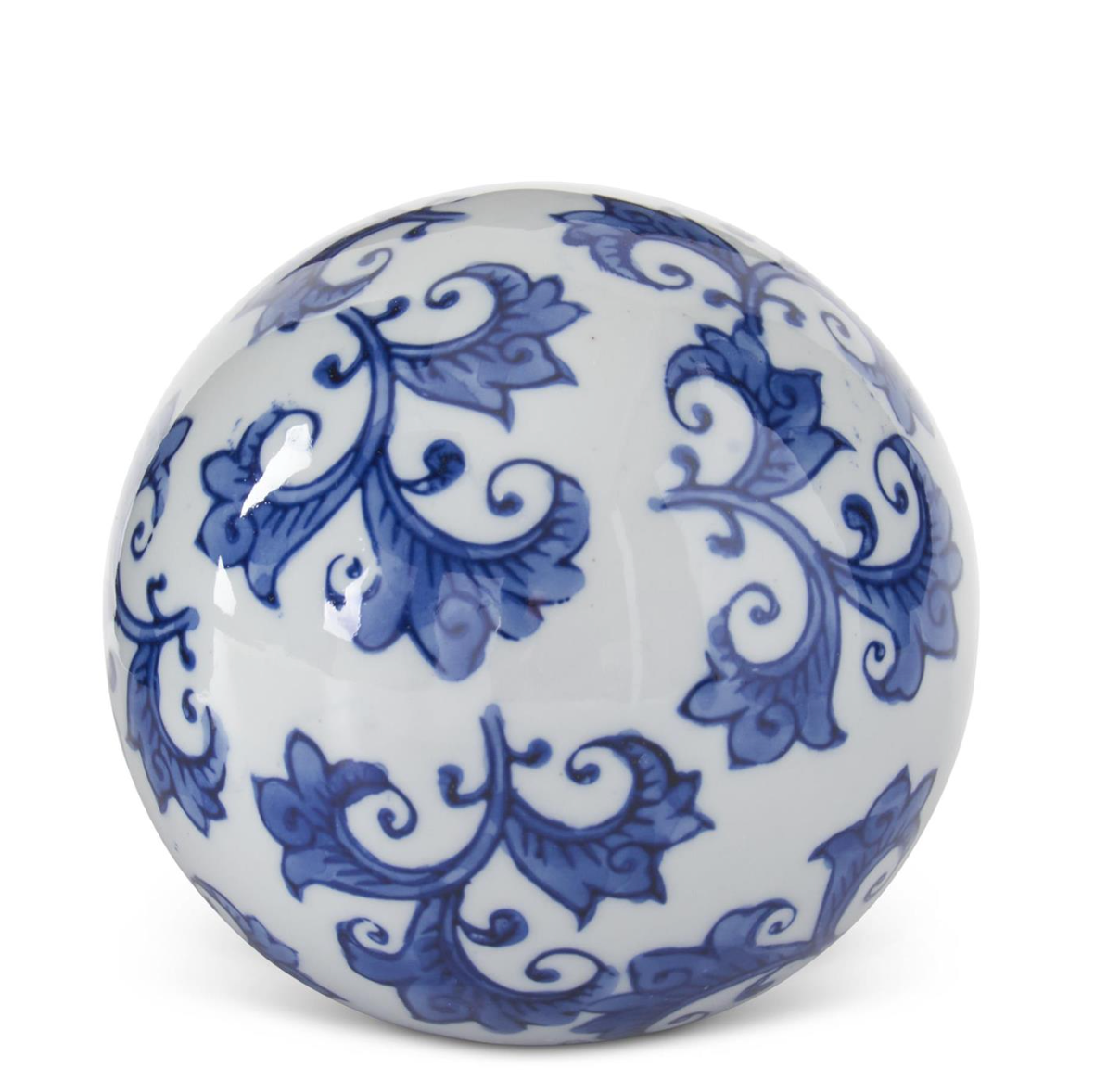4" Blue & White Ceramic Chinoiserie Ball