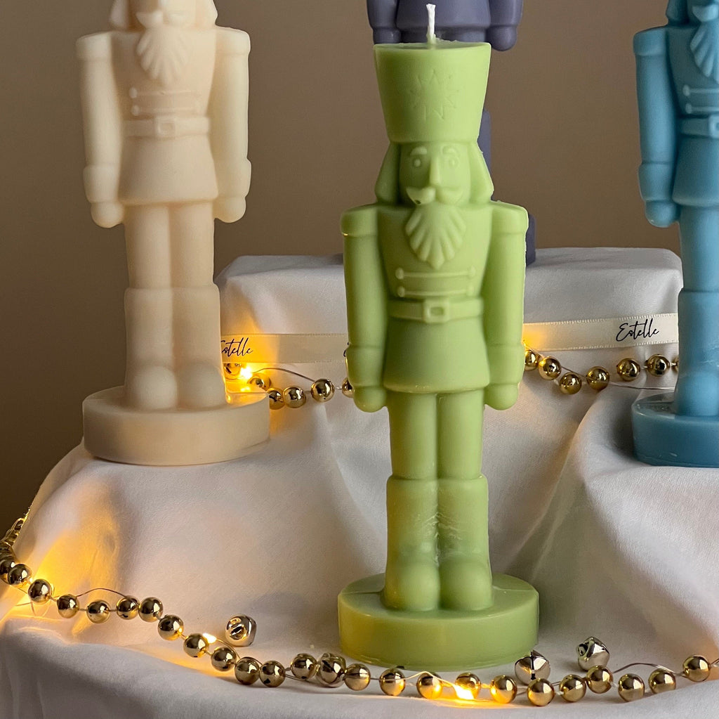 Handmade Nutcracker Candle: Sculptural Christmas Decor Gift-2