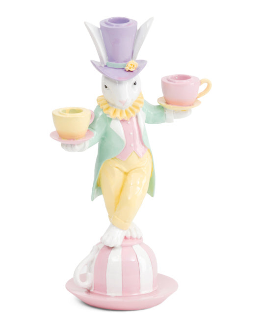 12" Resin Easter Bunny Taper Candle Holder