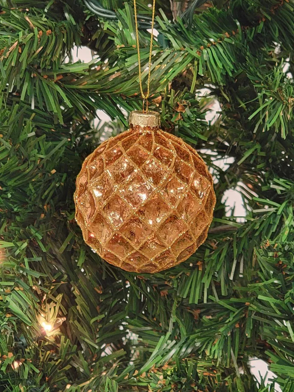 Copper Quilted Ball Glass Christmas Ornament F07M7-9-LH76-23186-0