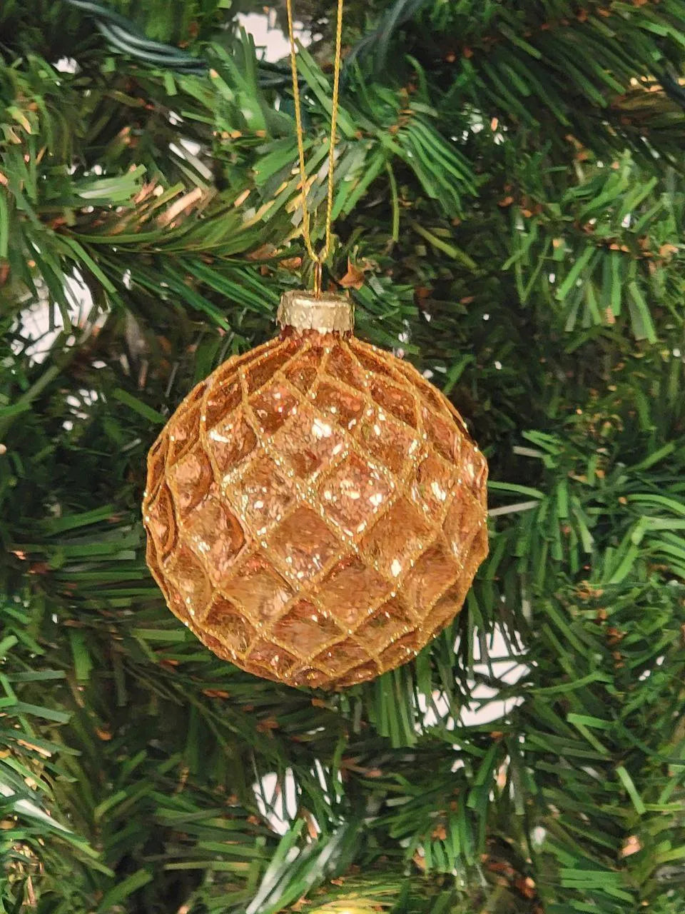 Copper Quilted Ball Glass Christmas Ornament F07M7-9-LH76-23186-1