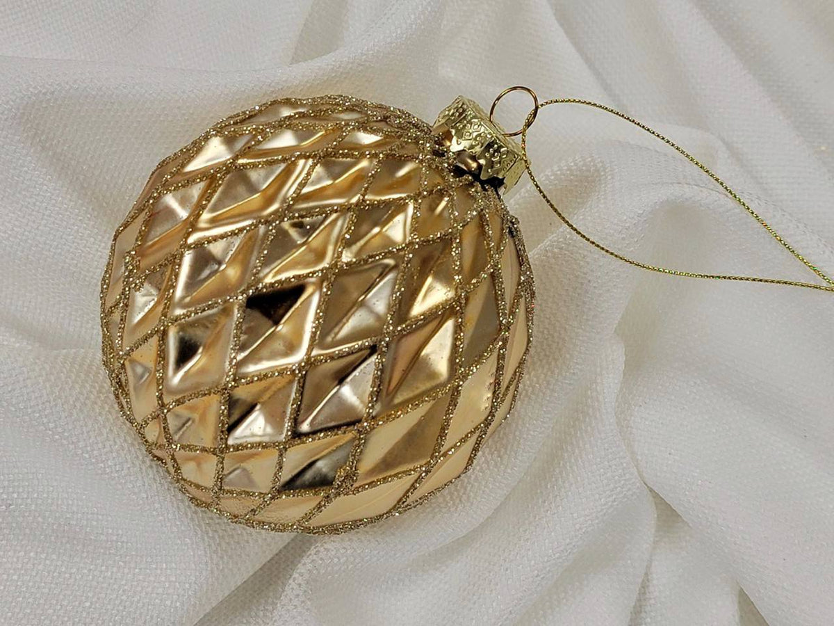 Golden Diamond Glass Ball Christmas Ornament F07M7-32(LH76-23005)-1